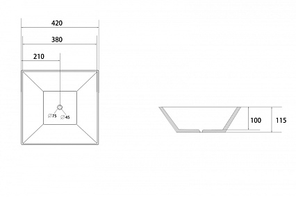 Раковина Abber Rechteck AC2214MB 42 см матовый черный