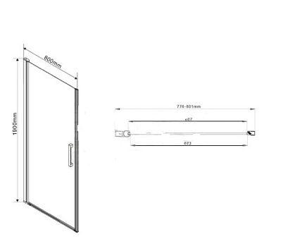 Душевая дверь Vincea Orta VPP-1O 80x190 черный, прозрачная