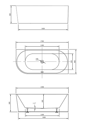 Акриловая ванна Vincea VBT-402 170x80, R