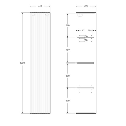 Шкаф пенал BelBagno Uno 33 см Еловый матовый UNO-1600-1A-SC-VO