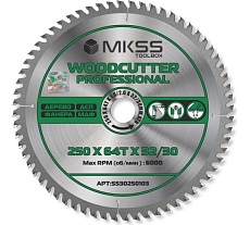 Диск пильный по дереву MKSS Toolbox Woodcutter Professional SS3025 250x64Тх1.8/2.6x32/30 мм SS30250103