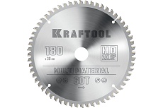 Диск пильный по алюминию Kraftool Multi material 180x30 мм, 60Т 36953-180-30