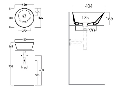 Раковина Simas Wave WA01 bi*0 42 см белый