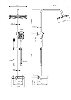 Душевая стойка Wonzon&Woghand Muse Corno WW-B3112-MW термостат, белый матовый