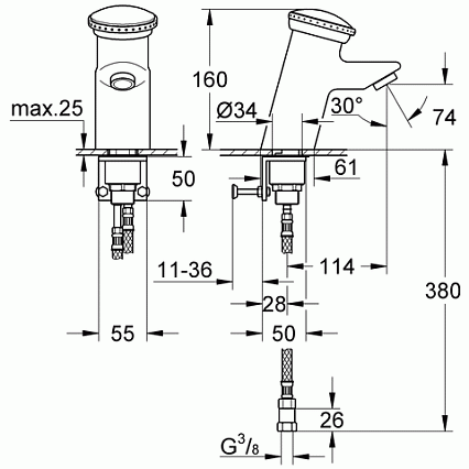 Смеситель для раковины Grohe Public 36110000 автоматический