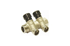 Коллектор СТМ 2 выхода, наружная резьба, вентиль, 3/4х1/2 C2MV3412N