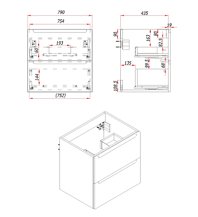Тумба со столешницей ЗОВ Дион 80 см