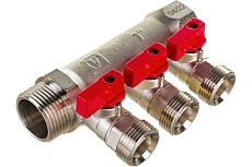 Коллектор с отсекающими кранами Valtec 1х3 выхода Евроконус 3/4" VTc.580.NE.0603