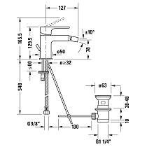 Смеситель для биде Duravit B.1 B12400001010, с донным клапаном