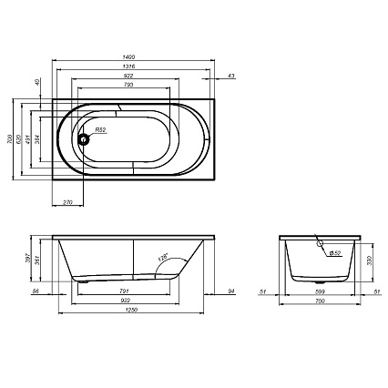 Акриловая ванна Am.Pm X-Joy W94A-140-070W-A 140x70 см