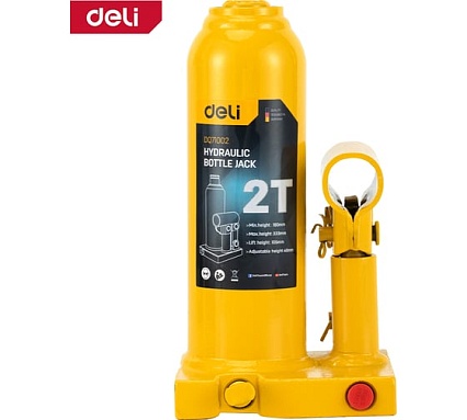 Домкрат бутылочный гидравлический 2т DQ71002 (высота подъема 180-333мм) Deli 130436