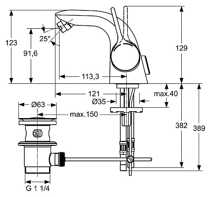 Смеситель для биде Ideal Standard Melange A4268AA