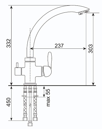 Смеситель для кухни Ulgran Quartz UQ-017-02 с дополнительным краном, лен