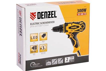 Сетевая дрель-шуруповерт Denzel SD-300-10 26201