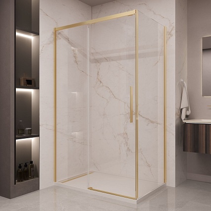 Душевой уголок Vincea Stella VSR-1ST9011CLG 110x90 брашированное золото, прозрачное