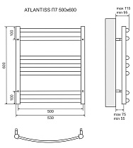 Полотенцесушитель водяной Lemark Atlantiss LM32607RBL П7 50x60, черный