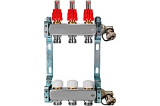 Коллекторная группа из нержавеющей стали ColSys 804R 3 выхода, с расходомерами, термостатическими и дренажными клапанами 1804R22503