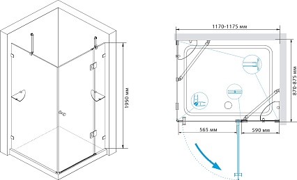 Душевой уголок RGW Hotel HO-44 120x90 прозрачное