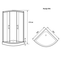 Душевой уголок Parly Z91S 90x90 матовый с рисунком, с поддоном