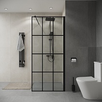 Душевая перегородка Niagara Eco NG-552-70BLACK 70x190 стекло с рисунком клетка, черный