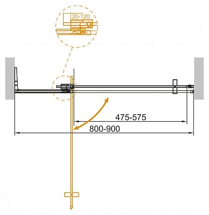 Душевая дверь Cezares SLIDER-B-1-80/90-BR-GM 80/90x195, бронзовая, оружейная сталь