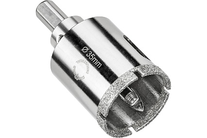 Коронка алмазная по керамограниту и керамике с центрирующим сверлом 35 мм Diamond Industrial DIDCSC035