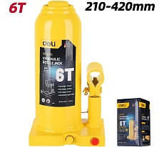 Домкрат бутылочный гидравлический 6т DQ71006 (высота подъема 210-420мм) Deli 130442