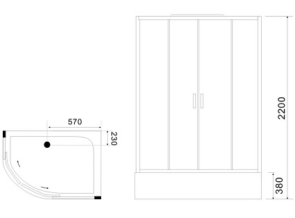 Душевая кабина Black&White Galaxy G5507R 120x80 правая