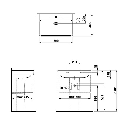 Раковина Laufen Pro S 70 см 8.1096.7.000.104.1