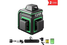 Комплект ADA лазерный уровень CUBE 3-360 GREEN Professional Edition + дальномер ADA COSMO 50 + штатив-штанга А00677