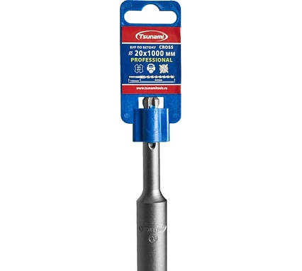Бур по бетону Tsunami PROFESSIONAL Cross 20х1000/900 мм, SDS-plus T10610300020999