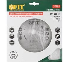 Диск пильный по дереву (185х20/16 мм; 36Т) для циркулярных пил FIT 37705