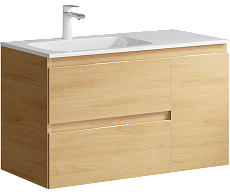 Тумба с раковиной Aqwella Accent 90 см левая, дуб золотой