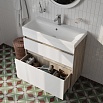 Мебель для ванной Iddis Zodiac 80 см напольная с ящиками, белый/под дерево