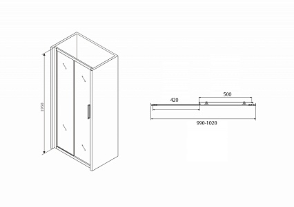 Душевая дверь Abber Schwarzer Diamant 100x195 AG30100BH, профиль черный