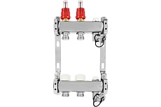 Коллекторная группа из нержавеющей стали ColSys 802 2 выхода, с расходомерами, термостатическими и дренажными клапанами и воздухоотводчиками 180222502