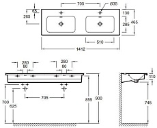 Раковина Jacob Delafon Vox 141 см EXAA112-Z-00