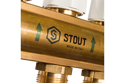 Распределительный коллектор из латуни с расходомерами 11 вых. STOUT SMB 0473 000011