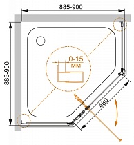 Душевой уголок Cezares ECO-O-P-1-90-C-NERO 90x90 прозрачный, пятиугольный