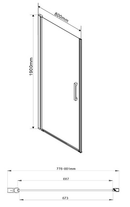 Душевая дверь Vincea Orta VPP-1O 80x190 VPP-1O800CL хром, прозрачная