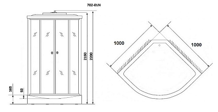 Душевая кабина Niagara Ultra NG-702-N 100x100 стекло прозрачное с полосой