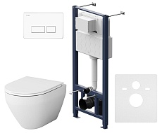 Подвесной унитаз Am.Pm Spirit V2.0 IS47001.701700 с сиденьем микролифт, инсталляцией и белой клавишей