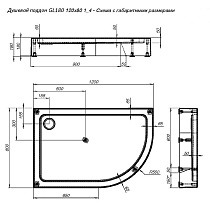 Поддон для душа Aquanet GL180 120x80 асимметричный, левый