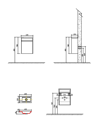 Тумба с раковиной BelBagno Pietra Mini 40 см, левосторонняя, Stone