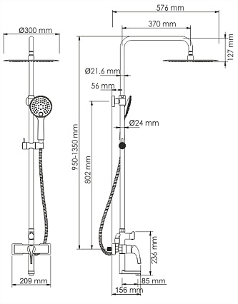 Душевая стойка WasserKRAFT Sauer A17101 золото