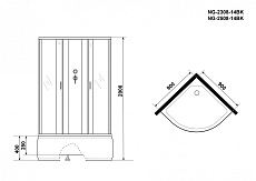 Душевая кабина Niagara NG 2308-14BK 90x90 стекло матовое, без крыши