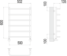 Полотенцесушитель водяной Terminus Стандарт П6 500x600, 4670078530332