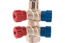 Коллектор с вентилем Valtec 2 выхода 3/4х 1/2 НР, никель VTc.560.N.0502 74965