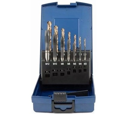 Набор машинных метчиков GSR B HSSE-AlTiN DIN371/376 M3-M10/M12 Silver 14 предметов BRB09100120