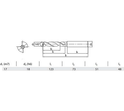 Сверло твердосплавное 17х73х123 мм ZCC-CT 1534SU03-1700 KDG303